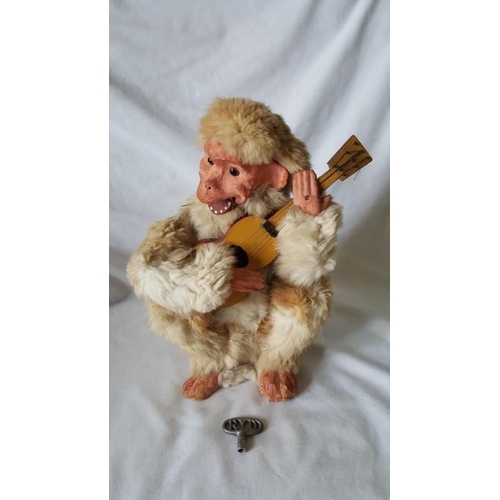 300 - A Roullet & Decamps Monkey Automaton Guitarist in working order with R & D key (please note R & D ke... 