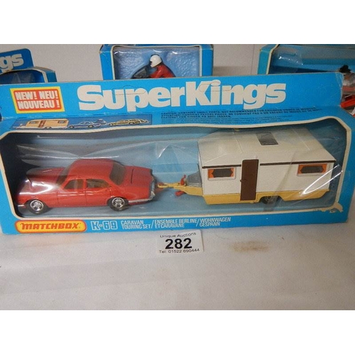 282 - 4 boxed Matchbox Super-KIngs including K69, K20, K82 and K65 diecast toys.