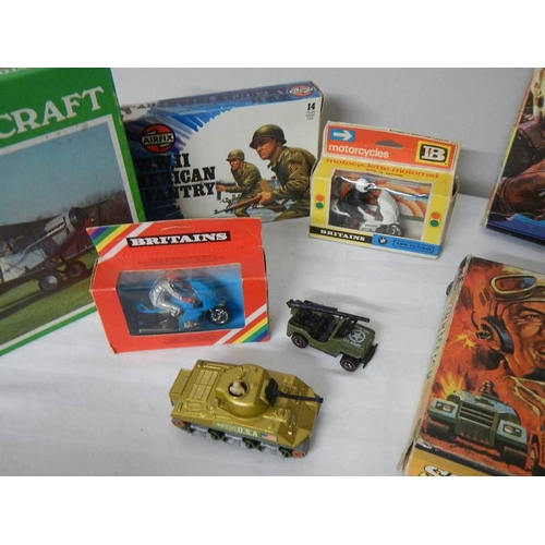 283 - Boxed Matchbox Strikeforce and Thunder Jets gift sets, Britains motorcycles etc.,