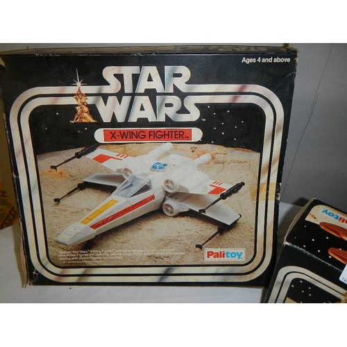 288 - A boxed Palitoy Star Wars Land Speeder and X wing fighter, (unchecked for completeness and in played... 