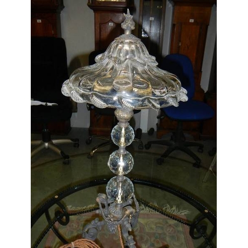 295 - A designer glass table lamp with bronze base and fittings.