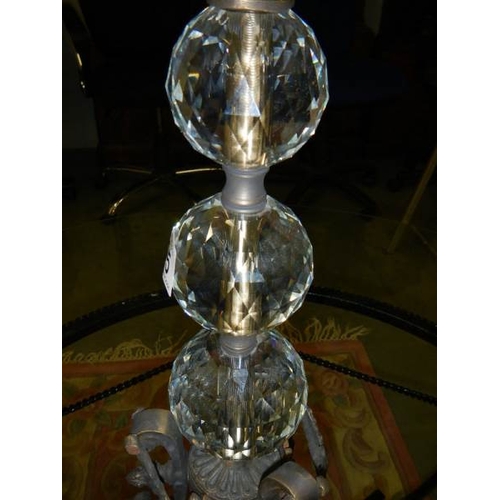 295 - A designer glass table lamp with bronze base and fittings.