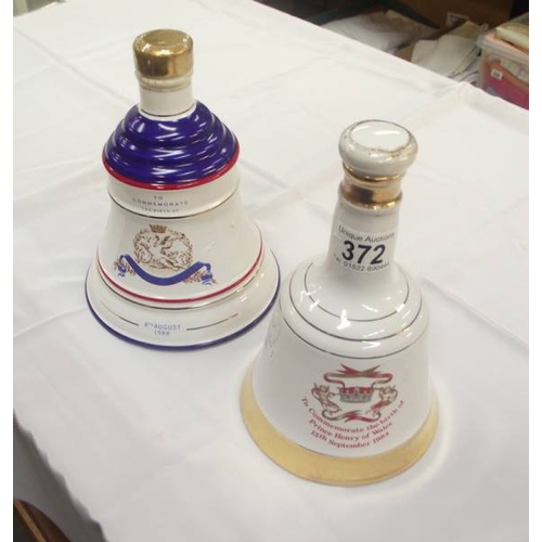 372 - 2 unopened Wade Bells Whisky decanters commemorating the birth of Prince Henry and Princess Beatrice