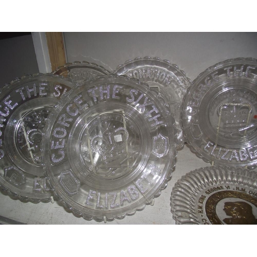 385 - Ten George the sixth glass Coronation plates