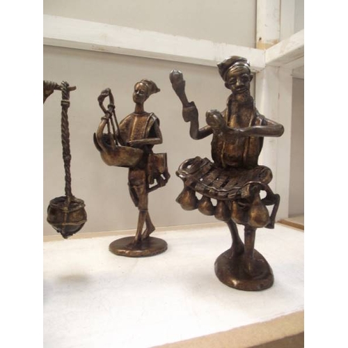 393 - 5 tribal bronze figures including musicians