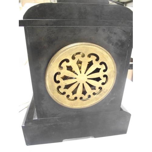 395 - A black slate mantel clock