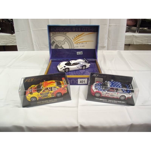 401 - 3 new Fly (Scalextric type) slot cars