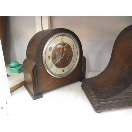 402 - Three 1930's oak mantle clocks