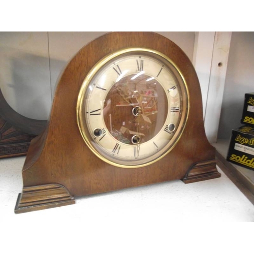 402 - Three 1930's oak mantle clocks