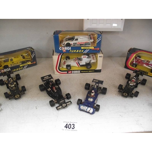 403 - A collection of Corgi Formula 1 racing cars, boxed and unboxed, 1970's onwards