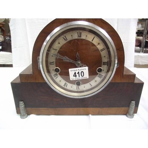 410 - An Enfield art deco Westminster chime mantel clock, no key, i.w.o.