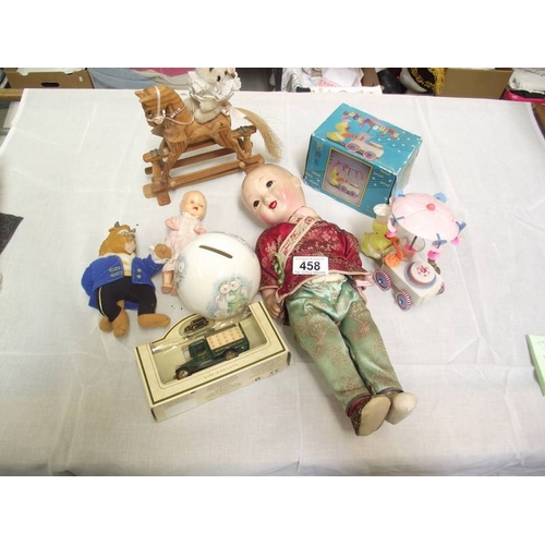 458 - A Japanese doll and other toys