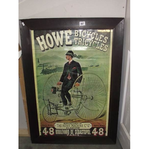 487 - An oak framed retro print of HOWE Bicycles