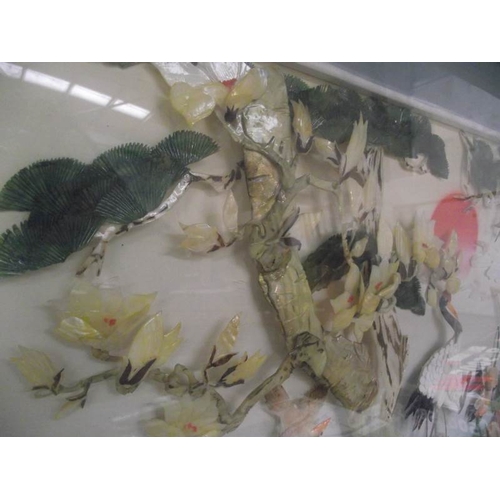 503 - A large Oriental relief picture of birds and flowers made of sea shells *collect only*