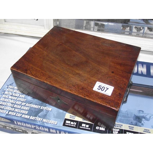 507 - A small Victorian mahogany writing box a/f