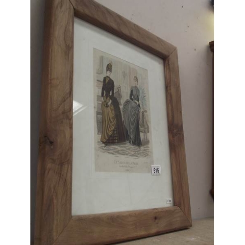 515 - 5 framed French 19th C coloured engravings La Salon de la Mode and Magasin des Moiselles etc