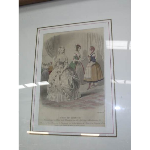 515 - 5 framed French 19th C coloured engravings La Salon de la Mode and Magasin des Moiselles etc