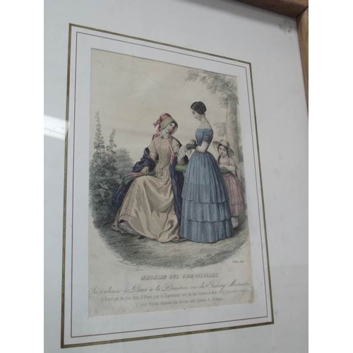 515 - 5 framed French 19th C coloured engravings La Salon de la Mode and Magasin des Moiselles etc