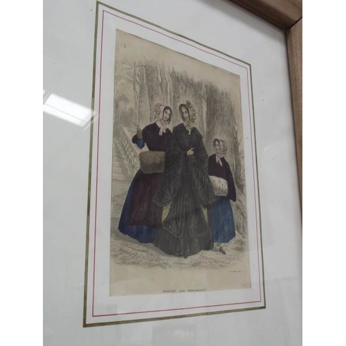 515 - 5 framed French 19th C coloured engravings La Salon de la Mode and Magasin des Moiselles etc