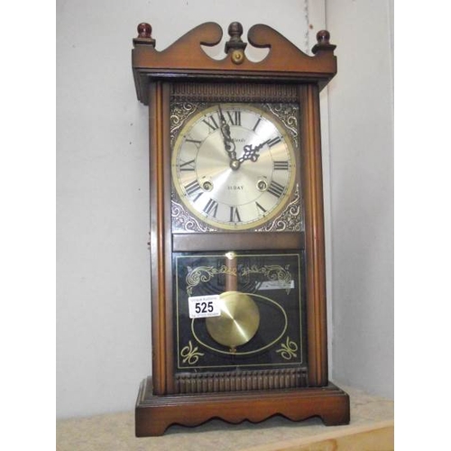 525 - A darkwood stained Highlands 31 day mantel / wall clock