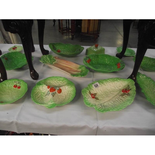 528 - A good selection of leaf patterned dishes including Beswick, Royal Winton etc.,