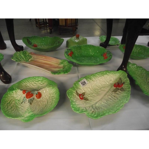 528 - A good selection of leaf patterned dishes including Beswick, Royal Winton etc.,