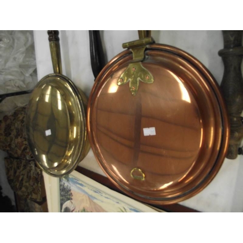 533 - 4 Victorian copper and brass bed warming pans.