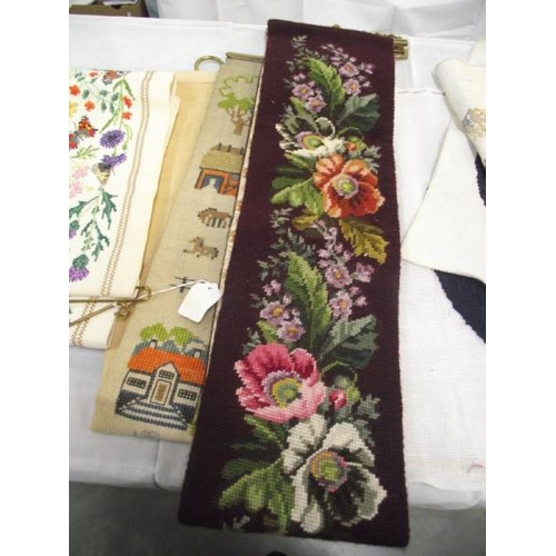 538 - A selection of tapestry wall hangings, samplers etc.,