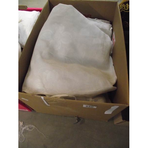 550 - 4 boxes containing household linen, fabric, hats, small Victorian/Edwardian jacket and items of clot... 