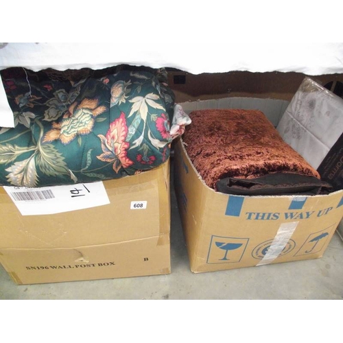 608 - 2 boxes of assorted bedding.