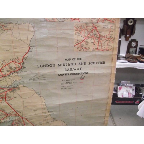 628 - An LMS map of the London, Midland and Scottish railways and its connections.  No. 665/1 - 1939.