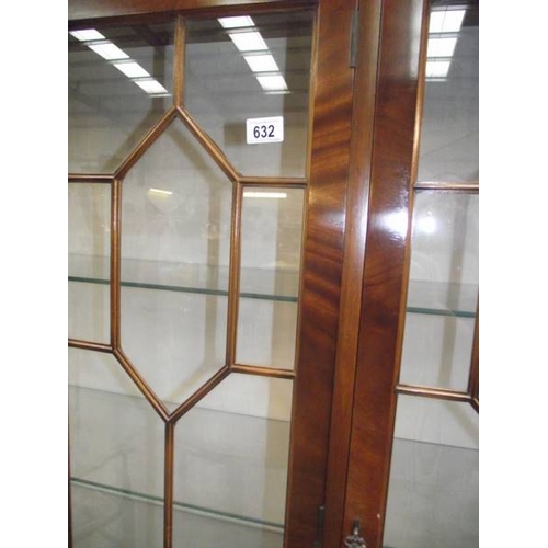 632 - A good inlaid astragal glazed display cabinet with drawers and cupboards by Maples.