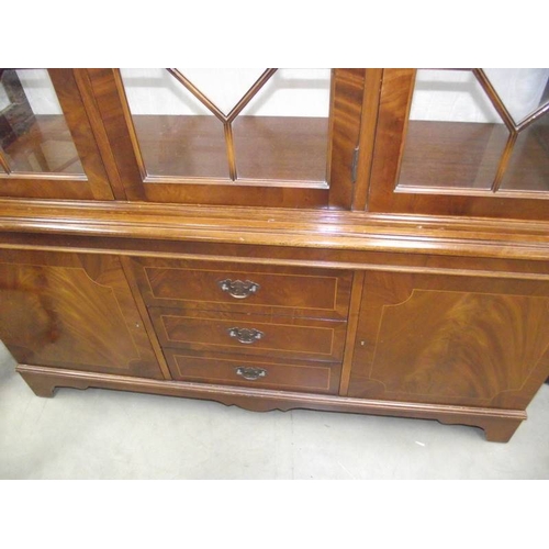 632 - A good inlaid astragal glazed display cabinet with drawers and cupboards by Maples.