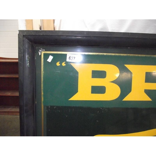 637 - A painted metal BP motor spirit sign.