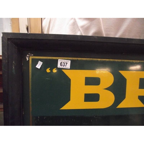 637 - A painted metal BP motor spirit sign.