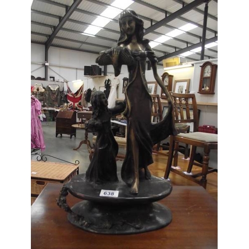 638 - An art nouveau style bronze mother and child, 18'' tall.