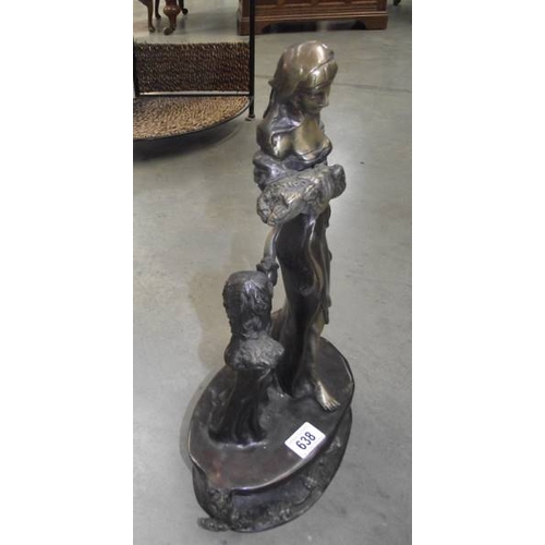 638 - An art nouveau style bronze mother and child, 18'' tall.