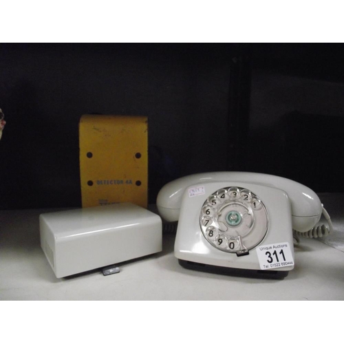 311 - A vintage dial telephone with bell box and BT detector