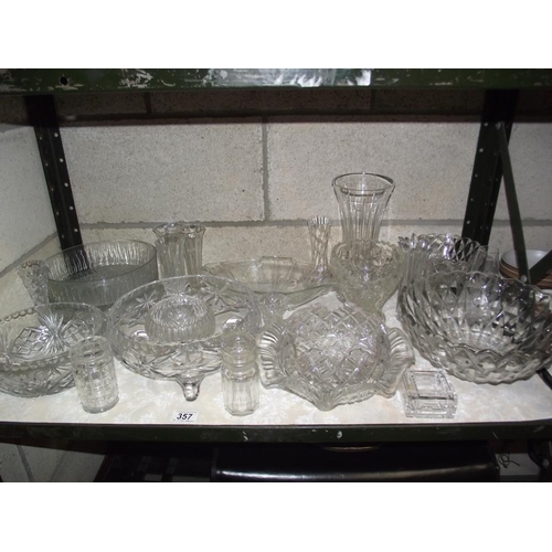 357 - A large selection of moulded glassware including fruit bowls etc.