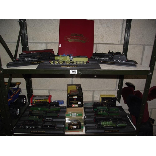 359 - A quantity of plastic British locomotive collector trains and selection of boxed diecast including C... 