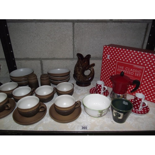 360 - A part Denby coffee set including salt and pepper, a boxed Typhoon red with white polka dots classic... 