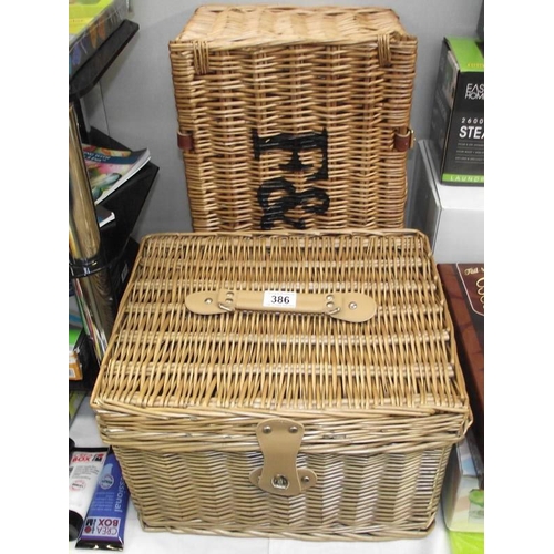 386 - A F&M wicker empty basket etc