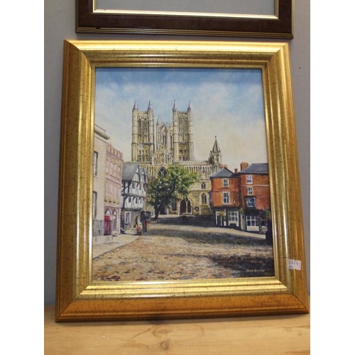 406 - 5 assorted original pictures including watercolours featuring York Minster from Low Petergate signed... 