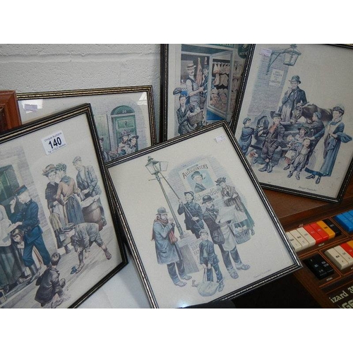 140 - 5 framed and glazed Cries of London prints.