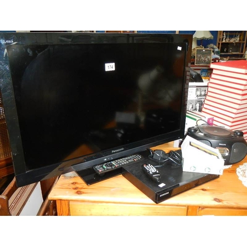 174 - A Panasonic flat screen television, radio etc.,