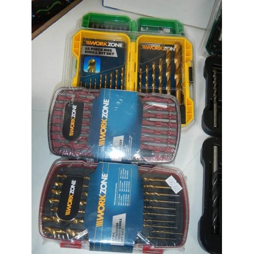 186 - 5 boxes of new drills etc.,