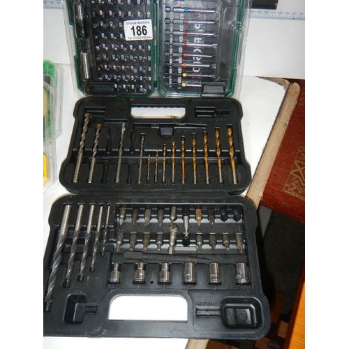 186 - 5 boxes of new drills etc.,