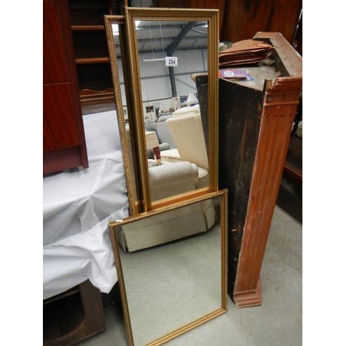 254 - 3 gilt framed mirrors.