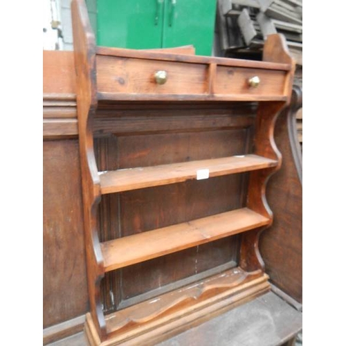 266 - An old pine shelf unit with 2 drawers.