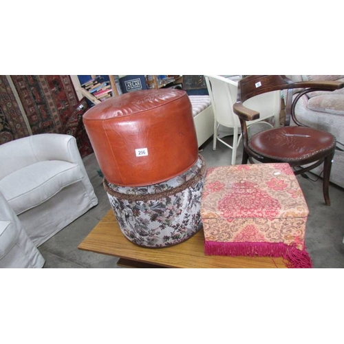 296 - 3 assorted pouffe's.